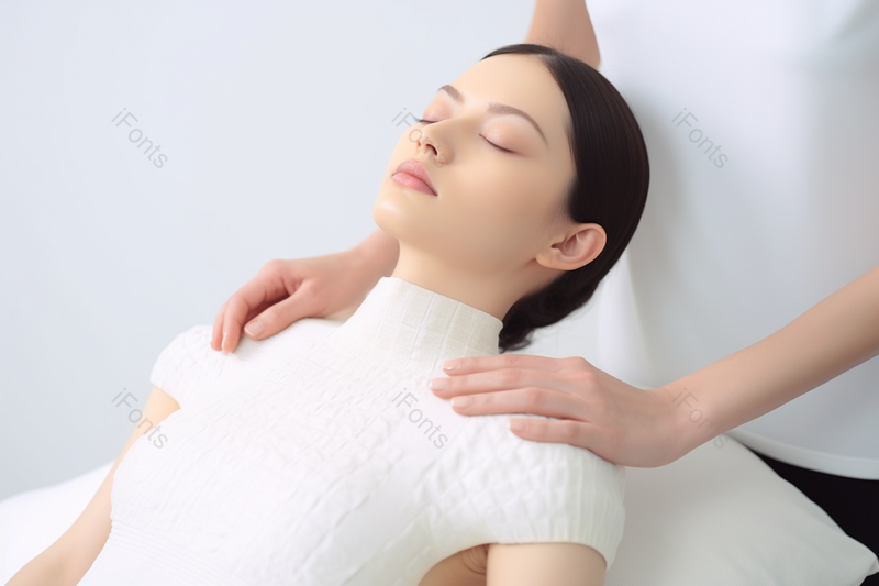 白色毛衣女性人物肩颈按摩,高清,摄影图,摄影图片,图片大全,摄影图免费下载